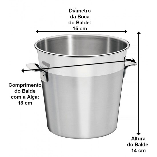 Balde 14cm Por 15cm Para Gelo Cosmos De Aço Inox Tramontina